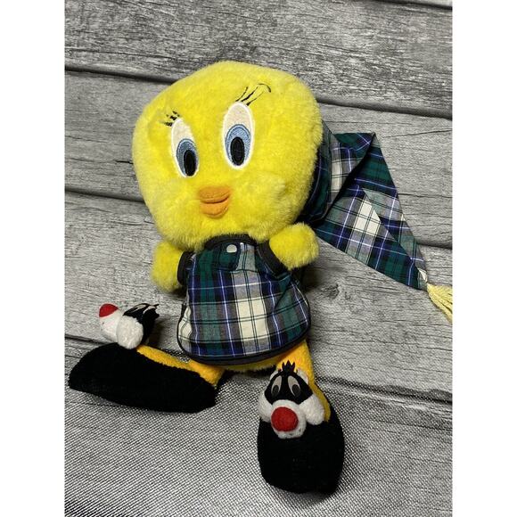 Vintage 1998 Tweety Bird Plush, The Looney Tunes Pajama With Sylvester Slippers - Picture 1 of 4